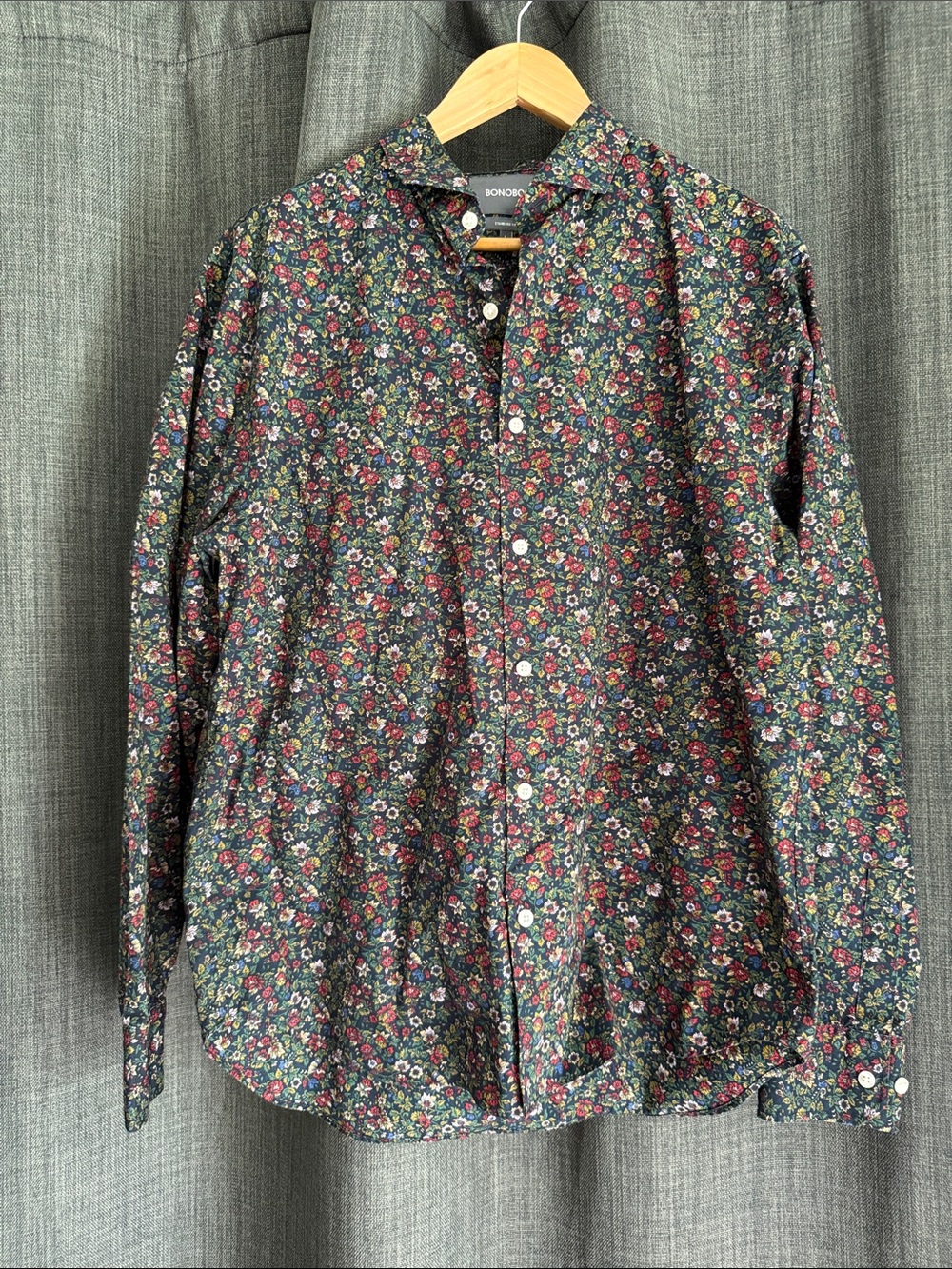 Bonobos Men’s Dark Floral Button-Down Shirt - Red, Green, Blue